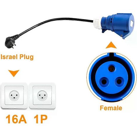 Elektrofahrzeug-Ladegerät, CEE-Buchse, 3-poliger Adapter, wasserdichte Wandsteckdose, 32 A, 1-phasig, 7 kW, Schuko-/Israel-Stecker, 5 m Kabel (1/4)