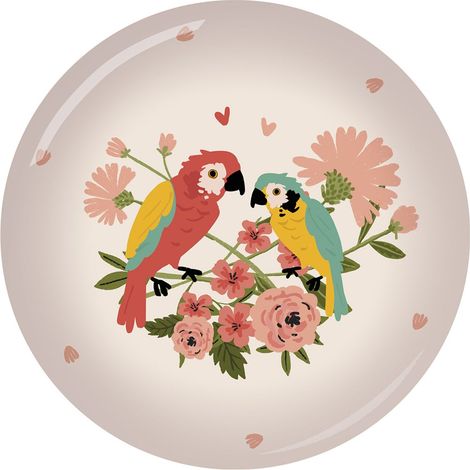 Presse papier en verre Kiub Jungle - Perroquets (1/2)