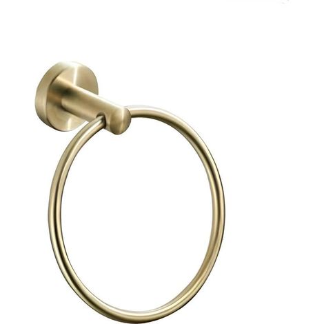 Accesorios de baño redondos en latón cepillado (dorado) (anillo para toallas redondo)