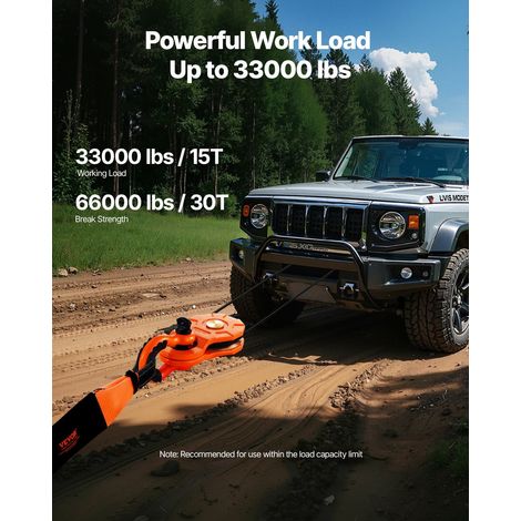 Poulie de déviation 30 T pour récupération treuil, charge rupture 30 t (66 000 lbs), compatible corde 10-14 mm, accessoire tout-terrain pour remorquage camion tracteur quad SSV (1/5)