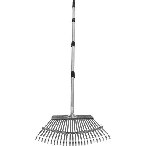 Râteau de Jardin Dents Acier Inoxydable Démontable Râteau Métallique Aux Intempéries pour Herbe Outil Compact Portable pour Jardinage et Verts Argenté (1/5)