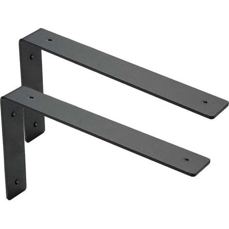 Equerre Etagere Murale Charge Lourde, Supports d'Étagère Métal 3MM d'Épaisseur à Angle Droit de 90°, Fixation Flottante Support pour Salon Chambre Cuisine, Noir(30 cm) (1/4)