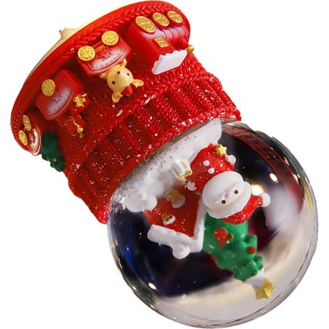Boîte à musique de Noël, décorations musicales de Noël, objets artisanaux en résine pour étudiants, enfants et seniors, 2041, grand modèle, avec lumières de neige et musique (1/5)