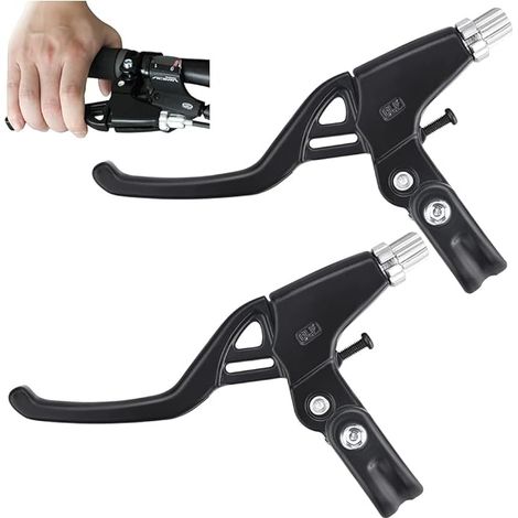 Par de palancas de freno de aleación de aluminio n.° 1 para bicicleta de carretera, color negro, para manillares de 22 mm de diámetro. (1/5)