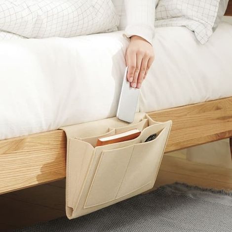 Sängbord Filtförvaringsväska med Fickor Säng Soffa Sivbord Hängande, ZQKLA