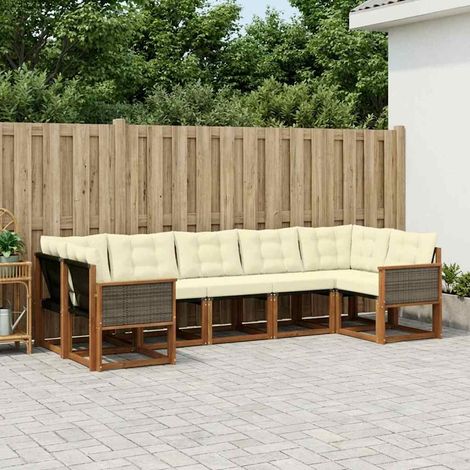 vidaXL Outdoor-Sofagarnitur mit Kissen 7 pcs Natur und Creme (1/5)