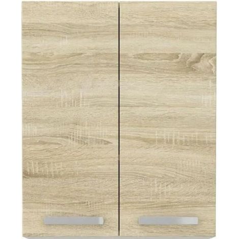 Hochschrank 2 Türen - Sonoma-Eichen-Dekor - B 60 cm x T 31,6 x H 72 cm - LASSEN