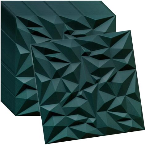 Panneaux muraux et plafond 3D vert VERDICO 50x50 cm – polystyrène décoratif, lot 16 pièces (4 m²)