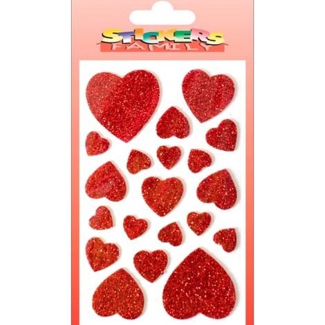 Pegatinas de corazones rojos con purpurina para decoración DIY del Día de San Valentín (20 unidades).