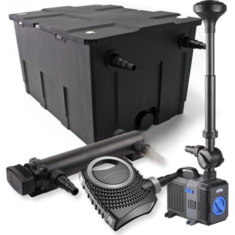 SunSun Kit complet: CBF-550 Filtre de bassin jusqu'à 60000L Biologique, NEO10000 pompe de filtration 10000l/h 80W, CUV-336Lampe uv UVC Clarificateur avec 36W, CTP-5003 Pompe pour fontaine 5000l/h 30W