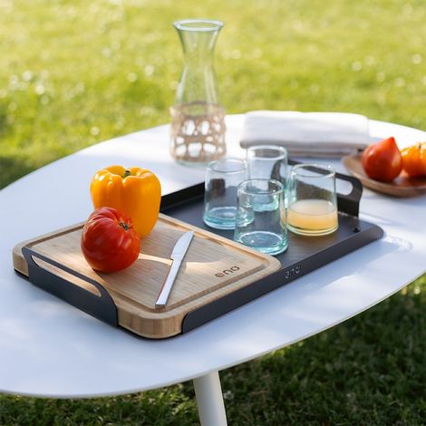 Plateau en acier + Planche de découpe en bambou ENO (1/4)