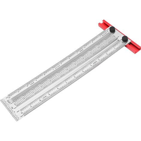 Règle de marquage T en acier inoxydable, revêtement poudre noir, échelle linéaire graduée, outil de mesure pour menuiserie, 30 cm. (1/5)