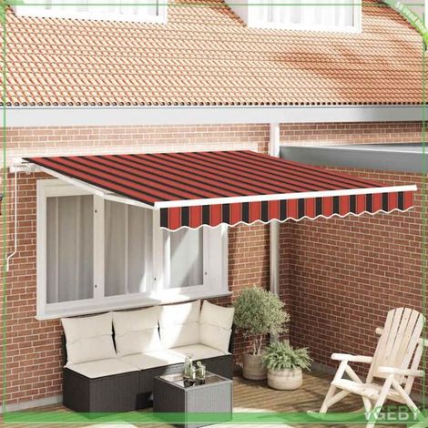Store rétractable - 3081631 - Rayé orange et marron - 350 x 250 cm - Tissu polyester anti-UV (1/5)