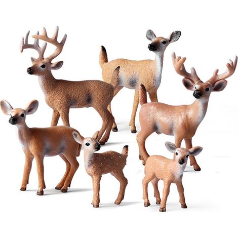 6 Pièces Ornements de Noël Élans Simulation Lavables, Décorations Cartoon Animaux pour Forêt Fête et Gâteau Décoration (1/5)