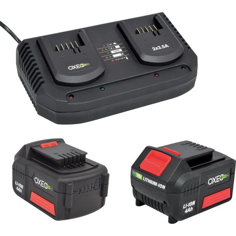 2 Batteries 4Ah et chargeur double super rapide batterie 18V Easy Full - 2X 3.5A - Outils Jardinage Bricolage sans fil Easy Full