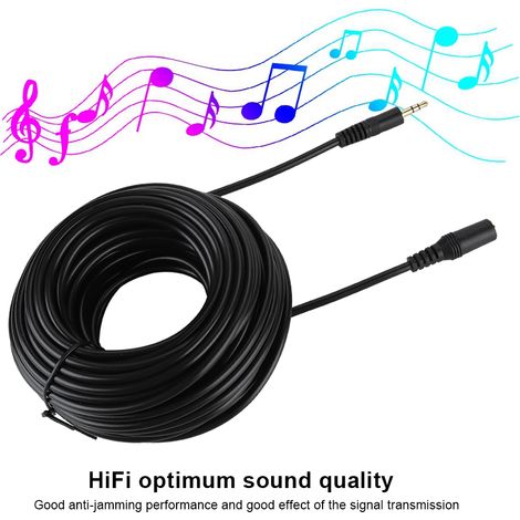 Câble de prolongation audio stéréo 15 mètres, mâle-femelle 3.5mm pour enceintes et casque mobile (1/5)
