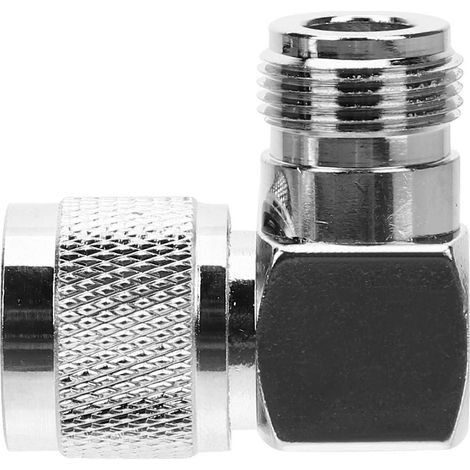 Connecteur coaxial à angle droit, adaptateur coaxial de type N en métal argenté, adapté aux antennes, résistant à la rouille. (1/5)