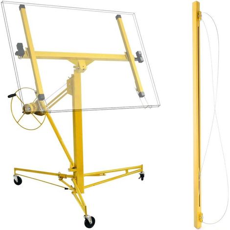Kit de levage XXL jaune avec extension de 140 cm pour panneaux et plaques de plàtre (1/5)