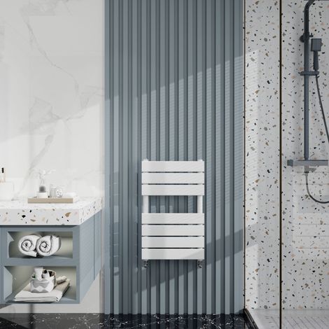 Biubiubath White Flat Panel Heated Towel Rail Bathroom Radiator 650x400mm