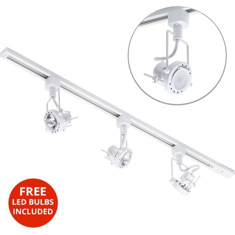 Litecraft 1M Kitchen Track Light With 3 Greenwich Fixture & LED Bulbs - White (1/4)