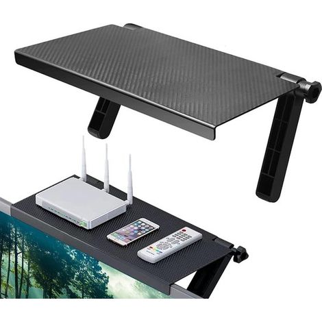 Estante ajustable para monitor,estante superior plegable para monitor,estante para monitor de TV,soporte para pantalla,control remoto (negro) (1/5)