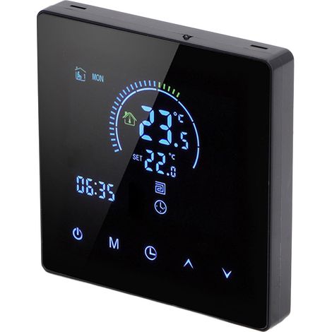 Thermostat numérique 16A avec écran LCD, programmable pour chauffage électrique, maison, bureau, hôtel, AC 90V‑240V, noir, sans WiFi (1/5)