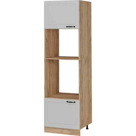 Armario para microondas R-Line, Blanco casa de campo, 60 cm, Vicco