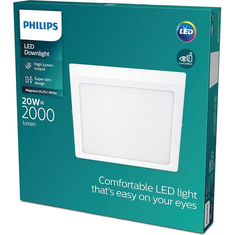 Plafonnier LED SLIM SURFACE, carré, 20W, Blanc (1/5)