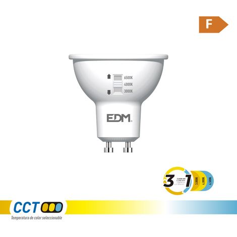 Ampoule Led Gu10 3cct Edm éclairage Led Dichroïque 3cct, 5w, 450lm - Edm
