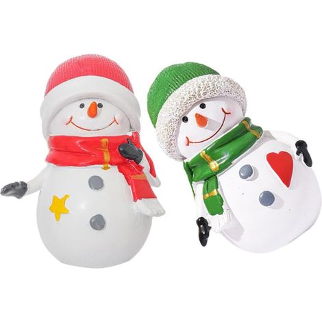 2 Pièces Figurines Miniatures Bonhomme de Résine avec Chapeaux Décorations de Noël pour Table Étagère Cheminée et Paysage Micro Ornements Festifs Intérieurs (1/5)