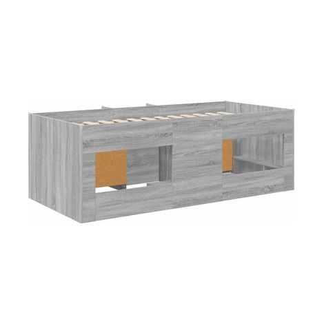 Cadre de lit mezzanine, armoire (avec portes), ensemble 3 pièces, Gris Sonoma, idéal chambre à coucher, style moderne, montage simple (1/5)