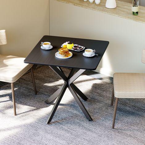 DESMIU Table Basse Carrée avec Structure en X et Pieds Réglables pour Salon, Bureau et Cuisine, Noir, 80 × 80 × 75 cm (1/5)