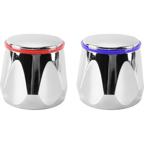 Lot de 2 poignées de robinet à volant, anneau rouge et bleu, plastique ABS, fer, diamètre 32 mm, 20 g chacune (1/5)