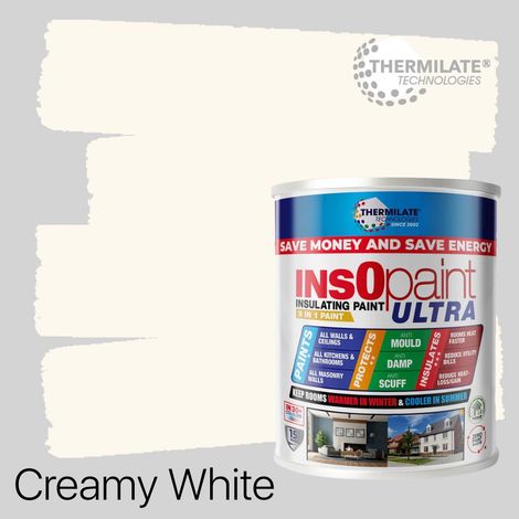 InsOpaint ULTRA - 9 IN1 Interior & Exterior Paint- Insulating & Energy Saving Interior Walls & Ceilings - Creamy White - 1L