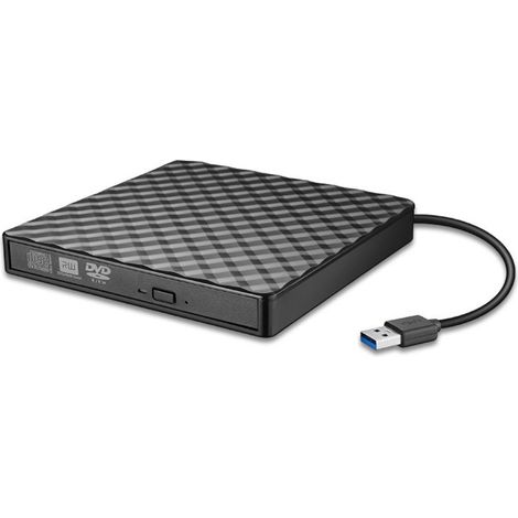 Lecteur Graveur DVD Externe - USB 3.0 et Type-C - Compatible Windows et Mac - 140 x 142 mm - Noir - 1 pièce (1/5)