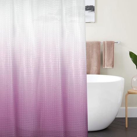 Rideau Douche - PEVA Imperméable, Coupe-Vent, Résistant au Froid, Aimants Lestés au Bas, avec Anneaux de Rideau de Douche, Violet Dégradé, 183 x 183 CM