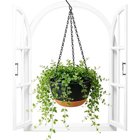 Pflanztöpfe, dekorativer hängender Behälter mit abnehmbarem Tablett, Gartentöpfe, für Terrasse, Zuhause, , Deck, Fenster, , Garten, Außenwand (1/5)