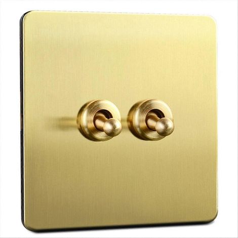 Interrupteur à bascule doré, interrupteur à levier en laiton, accessoires pour la maison, prises et interrupteurs, bouton-poussoir 220 V, type 86 (1/5)