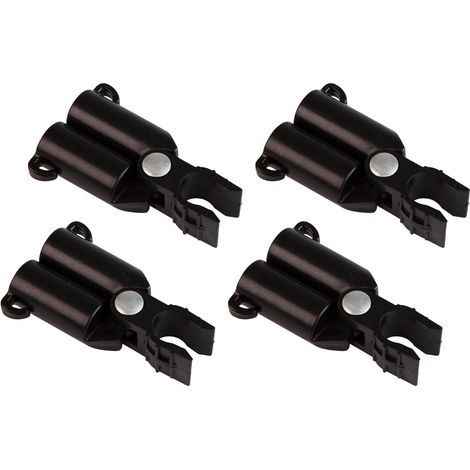 BRAVIX Connecteurs de Tuteurs pour portique en V, Charnière pour Treillis, Support pour Tuteurs de Plantes, Connecteur de Barre Clips, Ø16mm, 4 pièces, Noir