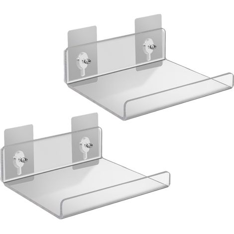 Étagère Murale Flottante Acrylique - 2 Pièces - Charge Maximale 5 kg - Pour Livres Objets Déco Salle de Bain Cuisine Chambre - Dimensions 30 x 12 x 12 cm (1/5)