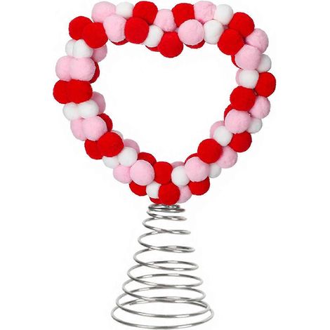 Saint, Valentin cœur cime de sapin rouge rose blanc Pom boule amour cœur sommet du sapin décoration pour,7.5cm (1/5)