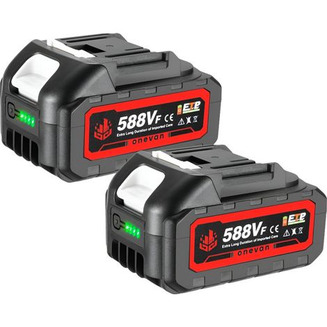 Pack de 2 baterías de 18V Li-Ion 588vf para herramienta inalámbrica