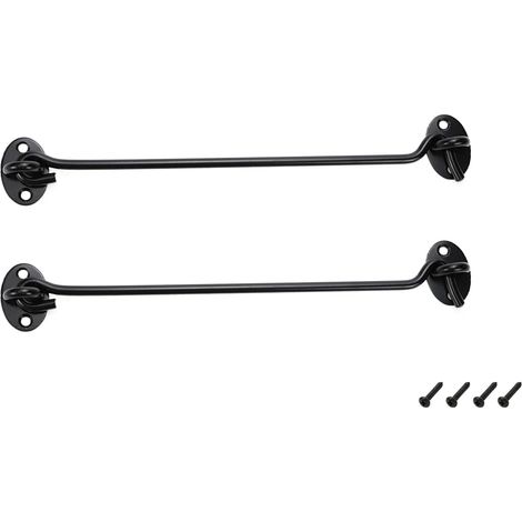 Loquet de porte, serrure de porte de grange, loquet coulissant en acier inoxydable de 10 pouces, noir, 2 pièces avec vis. (1/5)