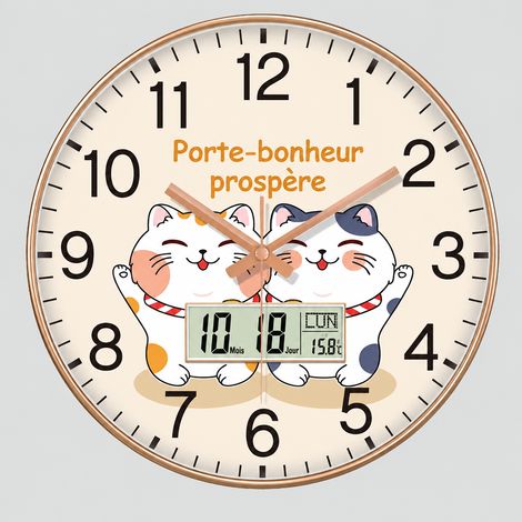 Horloge Murale Ronde Silencieuse Style Dessin Animé pour Salon Chambre Cuisine et Bureau - Pendule Simple Face Décorative – Livraison gratuite (1/5)