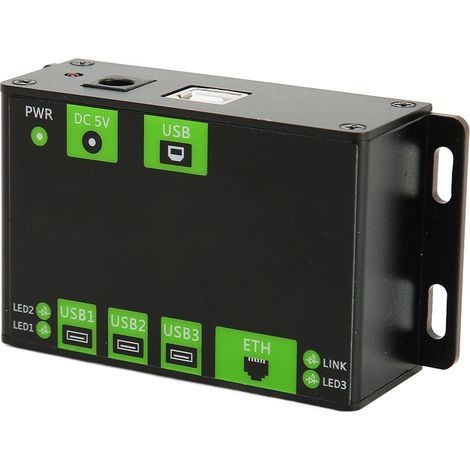 Hub USB industriel multifonctionnel en métal, 3 ports USB, 100 Mbit/s, adaptateur d'extension réseau, prise US 100-240 V (1/5)