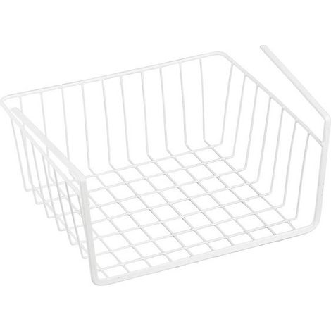 MSV Panier de rangement suspendu à étagère 30x25,5x14cm en Acier Blanc Mat