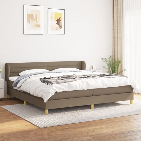 vidaXL Giroletto a Molle con Materasso Tortora 200x200 cm in Tessuto (1/5)