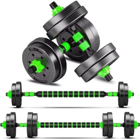 Kurzhanteln verstellbar 2er Kunststoff Hantelstange Fitness Grün 10kg (1/5)