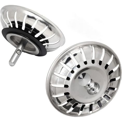 Lot de 2 Bouchon Evier Cuisine 80mm en Acier Inoxydable 304 SS Anti-Corrosion pour Bonde Evier 80mm - Filtre, Crépine Cuisine Meilleur pour Vidange et Antiblocage (1/4)