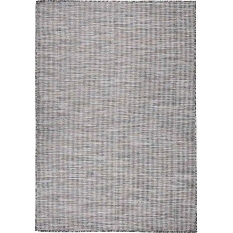 Tapis extérieur à tissage plat Terrasse Salon Cuisine - Tapis de jardin 160x230 cm Marron et noir BV100576 - BonneVie (1/5)